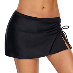 Plus Size Ruched Tie Skirt Swim Shorts