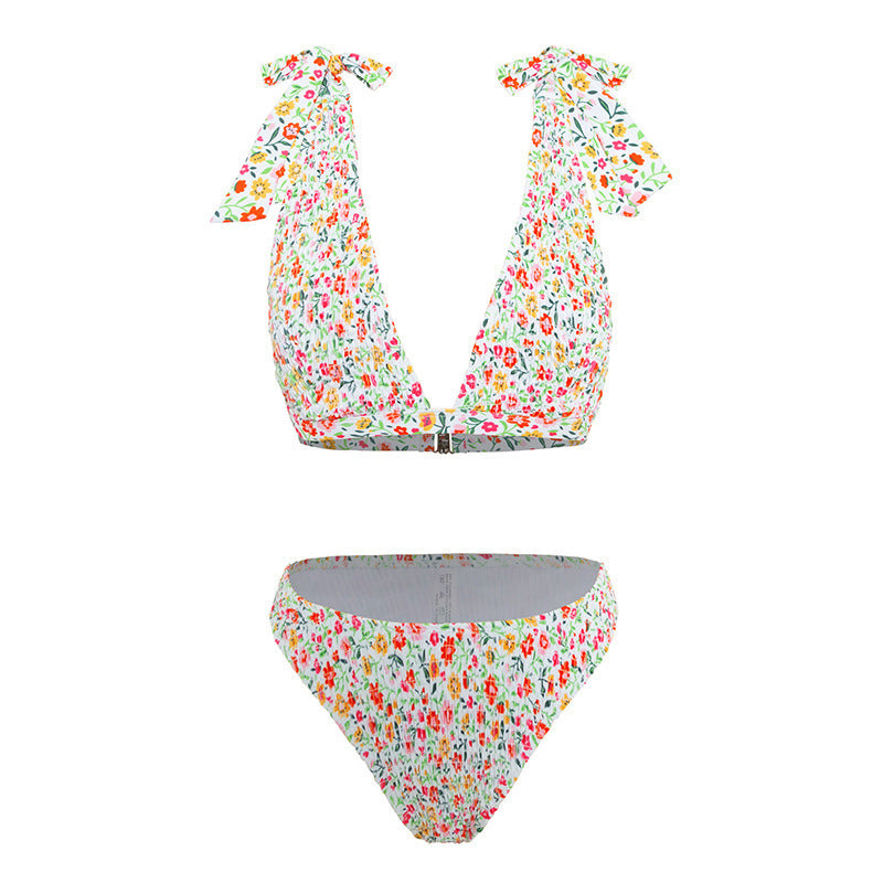 Bikini Women's Floral Two-shoulder Split