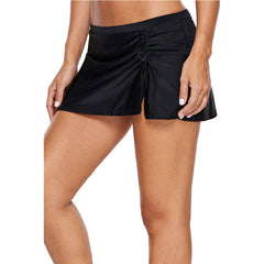 Plus Size Ruched Tie Skirt Swim Shorts